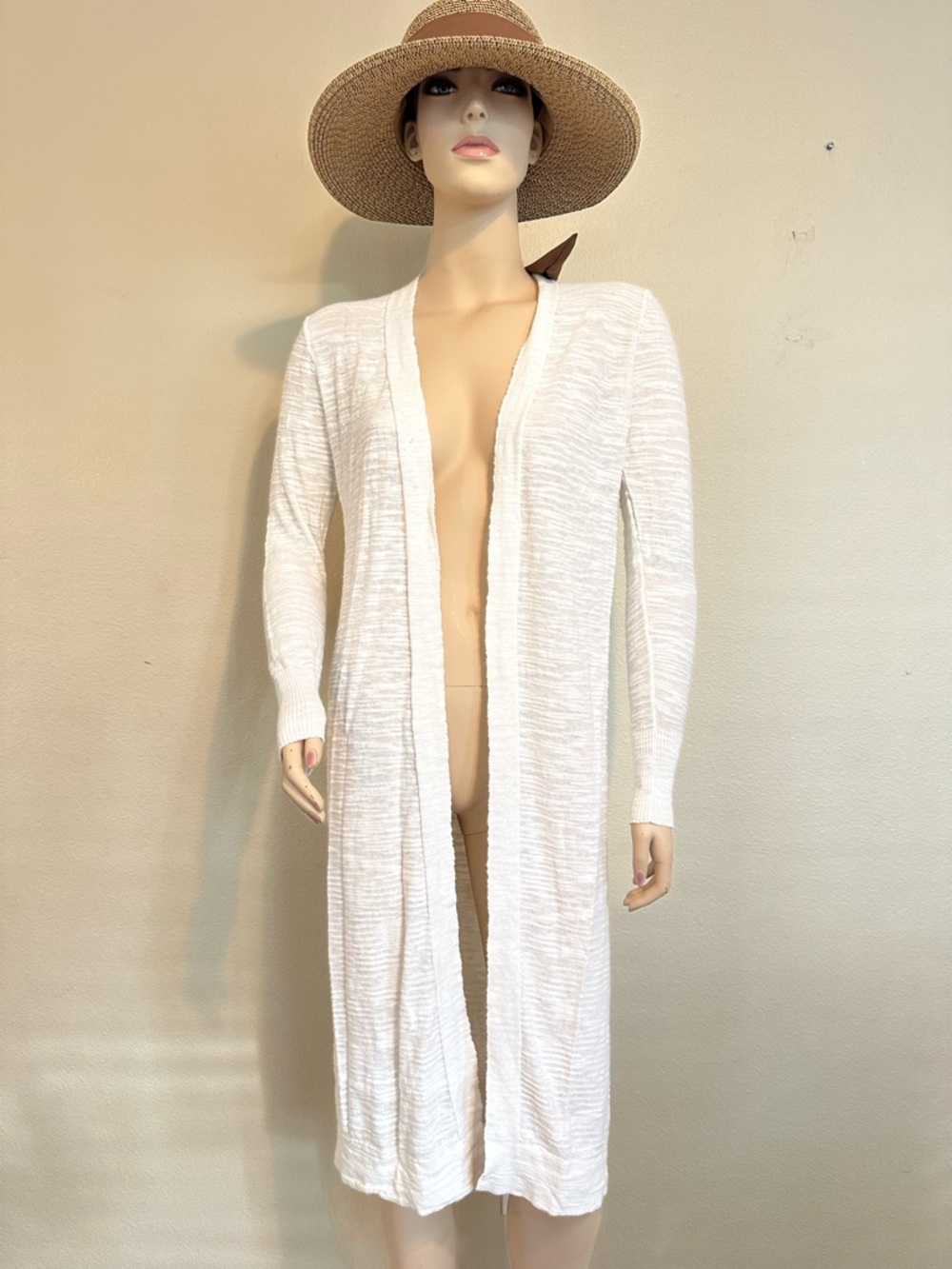 Athleta White Long Open-Front Cardigan Duster
